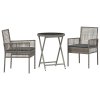 3dílný zahradní bistro set s polštáři šedý poly ratan 3334964
