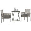 3dílný zahradní bistro set s polštáři šedý poly ratan 3334964