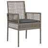 3dílný zahradní bistro set s polštáři šedý poly ratan 3334964