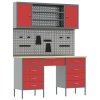 Sada pracovního kabinetu a pegboardu 7 kusů Červený MDF a kov 3321461