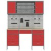 Sada pracovního kabinetu a pegboardu 7 kusů Červený MDF a kov 3321461