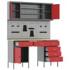 Pracovní skříň a nástěnný panel – 7 kusů – Červená MDF a kov 3321467