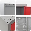 Pracovní skříň a nástěnný panel – 7 kusů – Červená MDF a kov 3321467