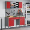 Pracovní skříň a nástěnný panel – 7 kusů – Červená MDF a kov 3321467