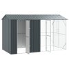 Klec pro ptáky s prodloužením Uhlová šedá 210x442x247 cm Ocel 3325153