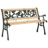 Zahradní lavice s růžovým vzorem opěradla 116 cm Dřevo 319570