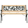 Zahradní lavice s růžovým vzorem opěradla 116 cm Dřevo 319570