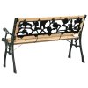 Zahradní lavice s růžovým vzorem opěradla 116 cm Dřevo 319570