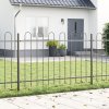 Zahradní plot s obloukovým vrcholem, šedý, 11,9x1 m, ocel 3334135