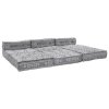 4-místný modulární sofa pouf přestavitelná světle šedá látka 3315108