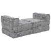 4-místný modulární sofa pouf přestavitelná světle šedá látka 3315108