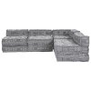 4-místný modulární sofa pouf přestavitelná světle šedá látka 3315108
