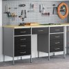 3dílný pracovní set skříň a stůl černý inženýrský dřevo a ocel 3321376