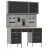 Pracovní skříňka a pegboard 8 kusů Černá MDF a kov 3321458