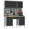 Pracovní skříňka a pegboard 8 kusů Černá MDF a kov 3321458