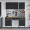 Pracovní skříňka a pegboard 8 kusů Černá MDF a kov 3321458