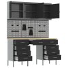 Pracovní skříňka a pegboard 8 kusů Černá MDF a kov 3321458