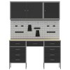Pracovní skříňka a pegboard 8 kusů Černá MDF a kov 3321458