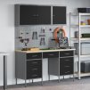 Pracovní skříňka a pegboard 8 kusů Černá MDF a kov 3321458