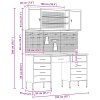 7dílná sada pracovního stolu a pegboardu černá MDF a kov 3321460