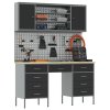 7dílná sada pracovního stolu a pegboardu černá MDF a kov 3321460