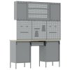 7dílná sada pracovního stolu a pegboardu černá MDF a kov 3321460