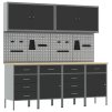 Sada pracovního kabinetu a pegboardu 10 kusů, černá MDF a kov 3321488