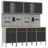 Sada pracovního kabinetu a pegboardu 10 kusů, černá MDF a kov 3321490