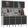 Sada pracovního kabinetu a pegboardu 10 kusů, černá MDF a kov 3321490