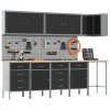 Sada pracovního kabinetu a pegboardu 12 kusů Černá MDF a kov 3321510