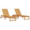 Sluneční lehátko se stolkem Solid Wood Acacia 3333829