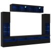 8-dílné TV stěny s LED Černý dub inženýrské dřevo 3334382