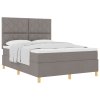 Postel se zásuvkou a matrací taupe 140x190 cm z tkaniny 3339697