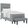 Boxspring postel s matrací a lavicí světle šedá 100x200 cm látka 3344044