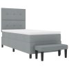 Boxspring postel s matrací a lavicí světle šedá 100x200 cm látka 3344044