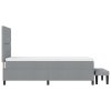 Boxspring postel s matrací a lavicí světle šedá 100x200 cm látka 3344044