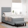 Boxspring postel s matrací a lavicí světle šedá 100x200 cm látka 3344044