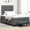 Boxspring postel s matrací a lavicí tmavě šedá 120x200 cm látka 3344059