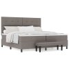 Postel s boxspringem a matrací a lavičkou taupe 200x200 cm Látka 3344097