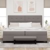 Postel s boxspringem a matrací a lavičkou taupe 200x200 cm Látka 3344097