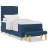 Postel s boxspringem a matrací a lavicí modrá 90x200 cm textil 3344197