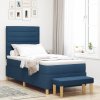 Postel s boxspringem a matrací a lavicí modrá 90x200 cm textil 3344197