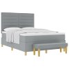 Postel s boxspringem s matrací a lavicí světle šedá 140x190 cm Tkanina 3344219