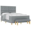 BoxSpring postel s matrací a lavicí světle šedá 140x190 cm látka 3344296