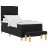 Postel box spring s matrací a lavičkou černá 90x190 cm textilie 3344340