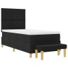 Postel box spring s matrací a lavičkou černá 90x190 cm textilie 3344340