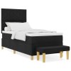 Postel box spring s matrací a lavičkou černá 90x190 cm textilie 3344340