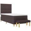 Postel s boxspringem s matrací & lavičkou tmavě hnědá 90x200 cm textilie 3344348