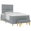Postel s box springem s matrací a lavicí světle šedá 120x190 cm tkanina 3344359