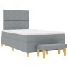 Postel s box springem s matrací a lavicí světle šedá 120x190 cm tkanina 3344359